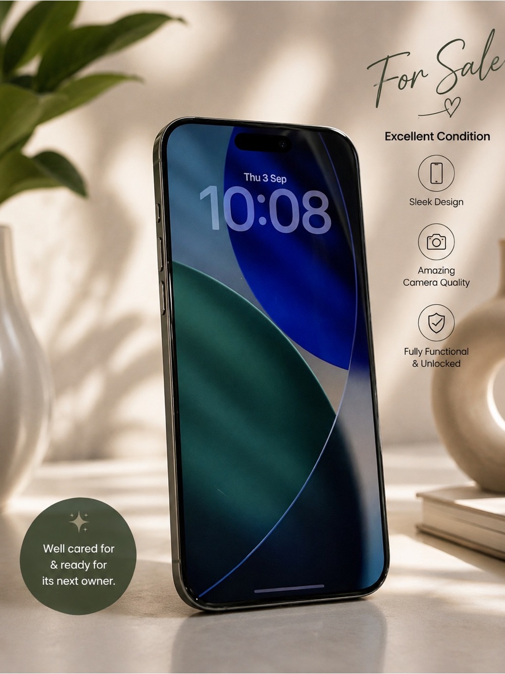 Apple iPhone in Black with Dark Green & Blue Display Accents